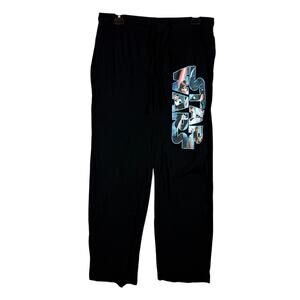 Star Wars Pajama Pants Men's Medium Black Cotton Graphic Flat Front‎ Drawstring